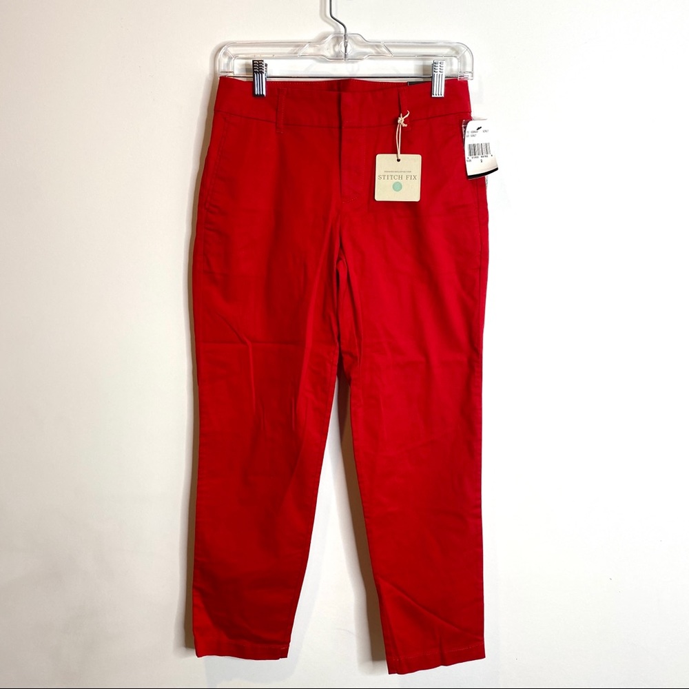 Kut From The Kloth Taylor Siena Cropped Trouser Pants Womens Sz 2 Scarlet Red